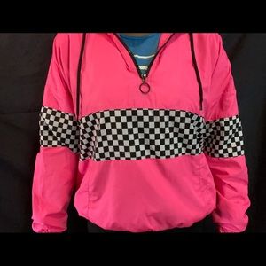 Orange kiss 80’s 90’s neon checkered windbreaker